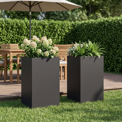 vidaXL Garden Planter 2 pcs Black 30 x 30 x 50 cm Cold-rolled Steel 1