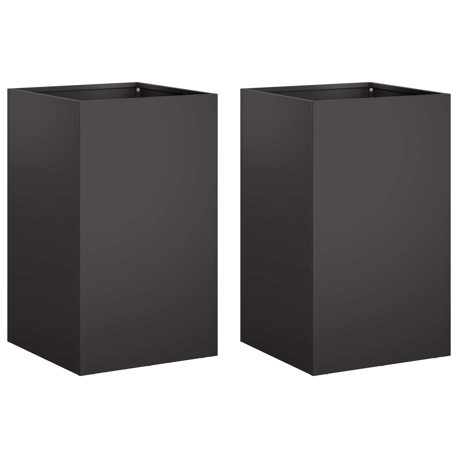 vidaXL Garden Planter 2 pcs Black 30 x 30 x 50 cm Cold-rolled Steel 2