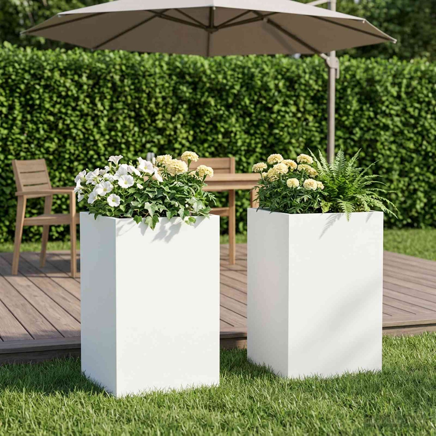 vidaXL Garden Planter 2 pcs White 30 x 30 x 50 cm Cold-rolled Steel 1