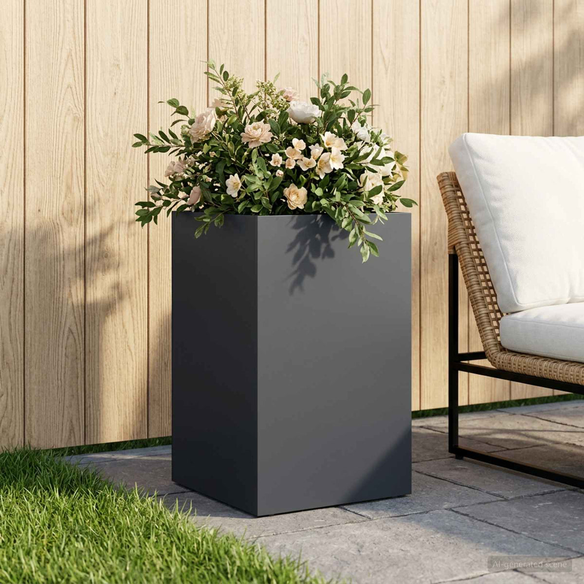 vidaXL Garden Planter Cold-rolled Steel Anthracite Height 50 cm