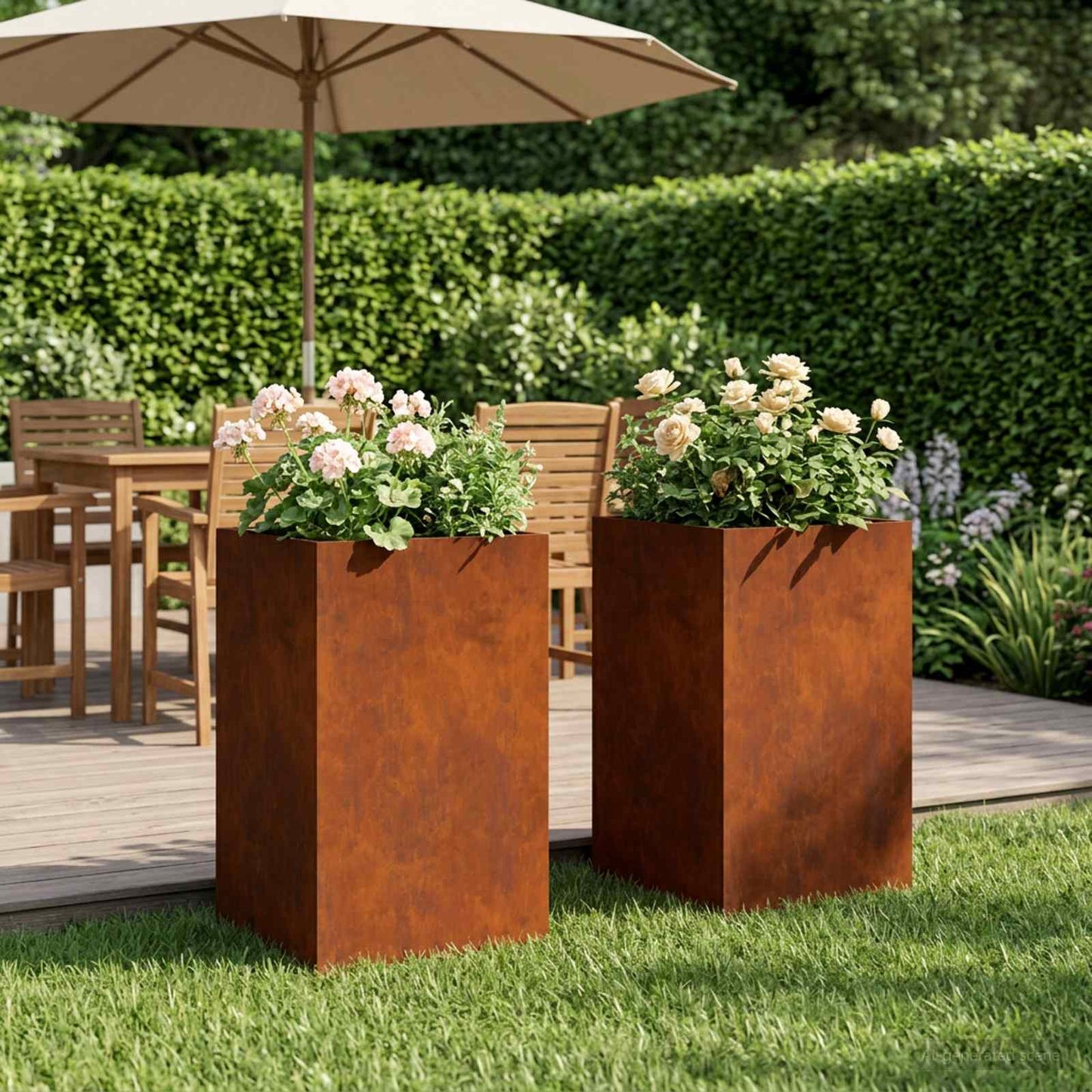 vidaXL Garden Planter 2 pcs Rusty 30 x 30 x 50 cm Weathering Steel 1