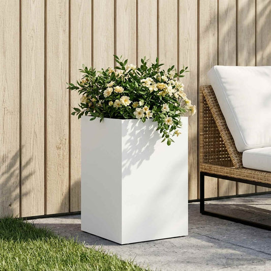 Garden Planter Cold-rolled Steel 1 White Height 50 cm 40 cm 40 cm