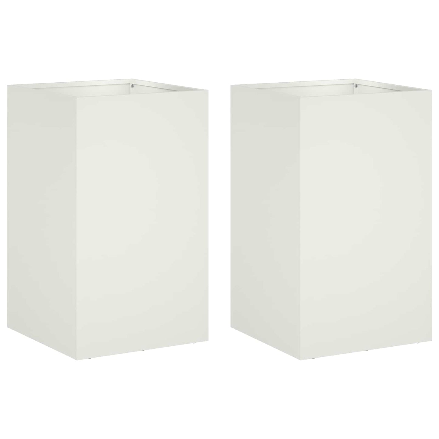 vidaXL Garden Planter 2 pcs White 40 x 40 x 50 cm Cold-rolled Steel 2