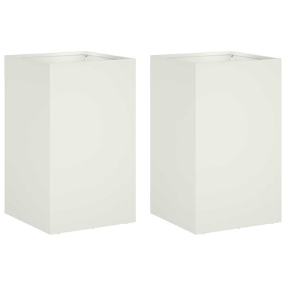 vidaXL Garden Planter 2 pcs White 40 x 40 x 50 cm Cold-rolled Steel 2