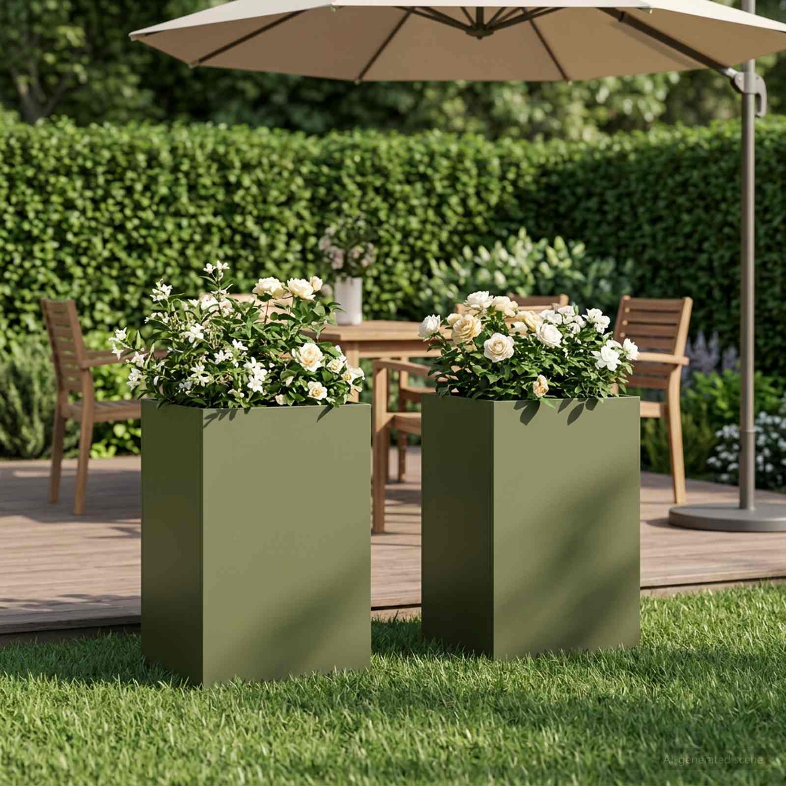 vidaXL Garden Planter 2 pcs Olive Green 40 x 40 x 50 cm 1