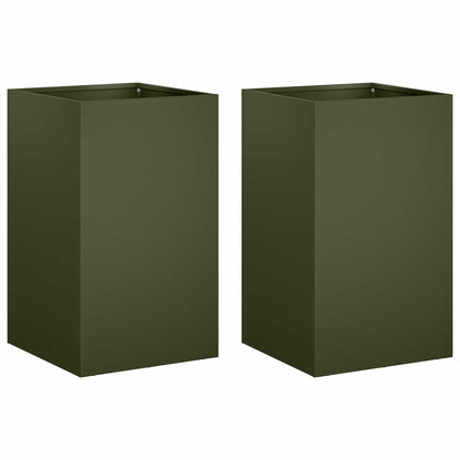 vidaXL Garden Planter 2 pcs Olive Green 40 x 40 x 50 cm 2