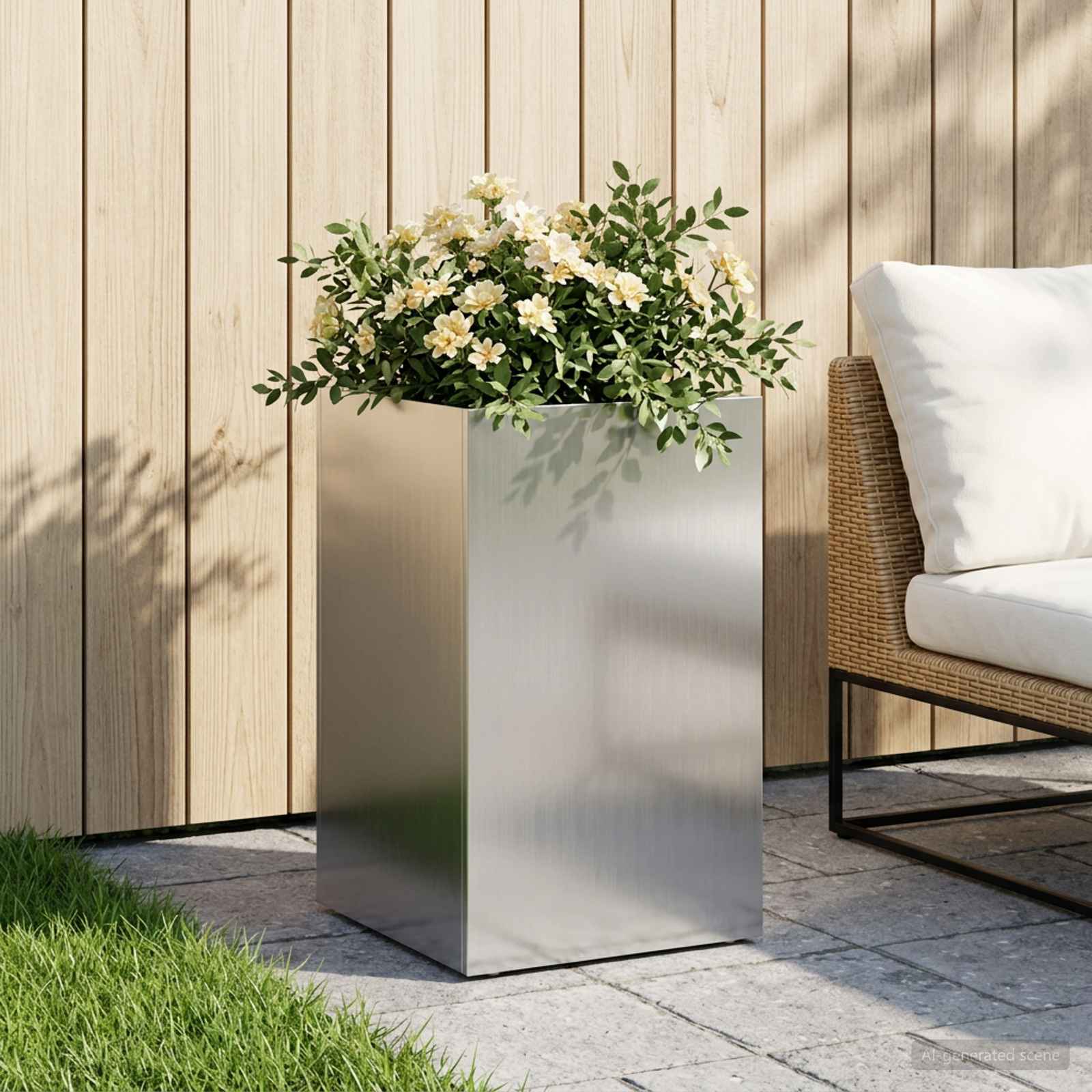 vidaXL Garden Planter Silver 40 x 40 x 50 cm Galvanised Steel 1