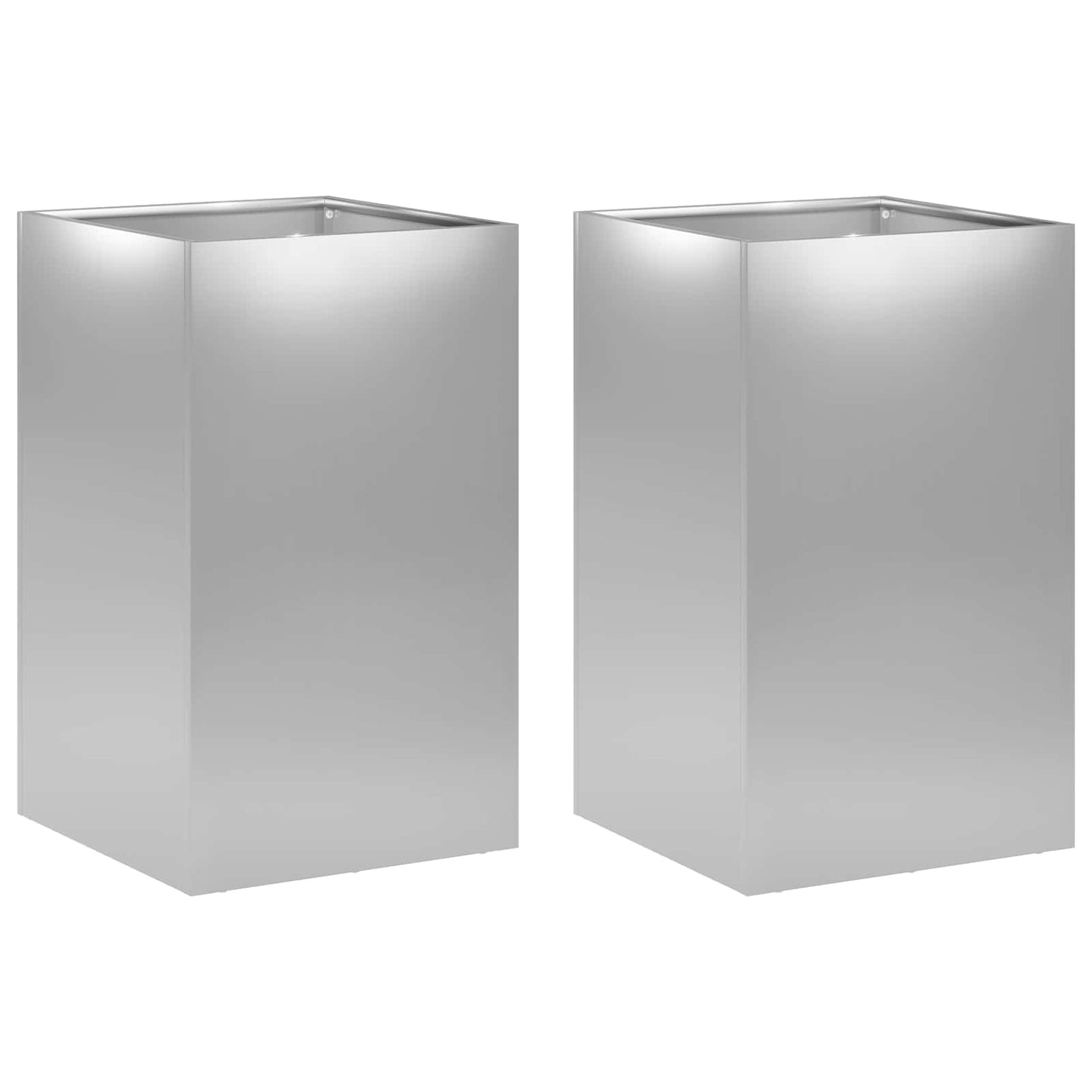 vidaXL Garden Planter 2 pcs Silver 40 x 40 x 50 cm Galvanised Steel 2
