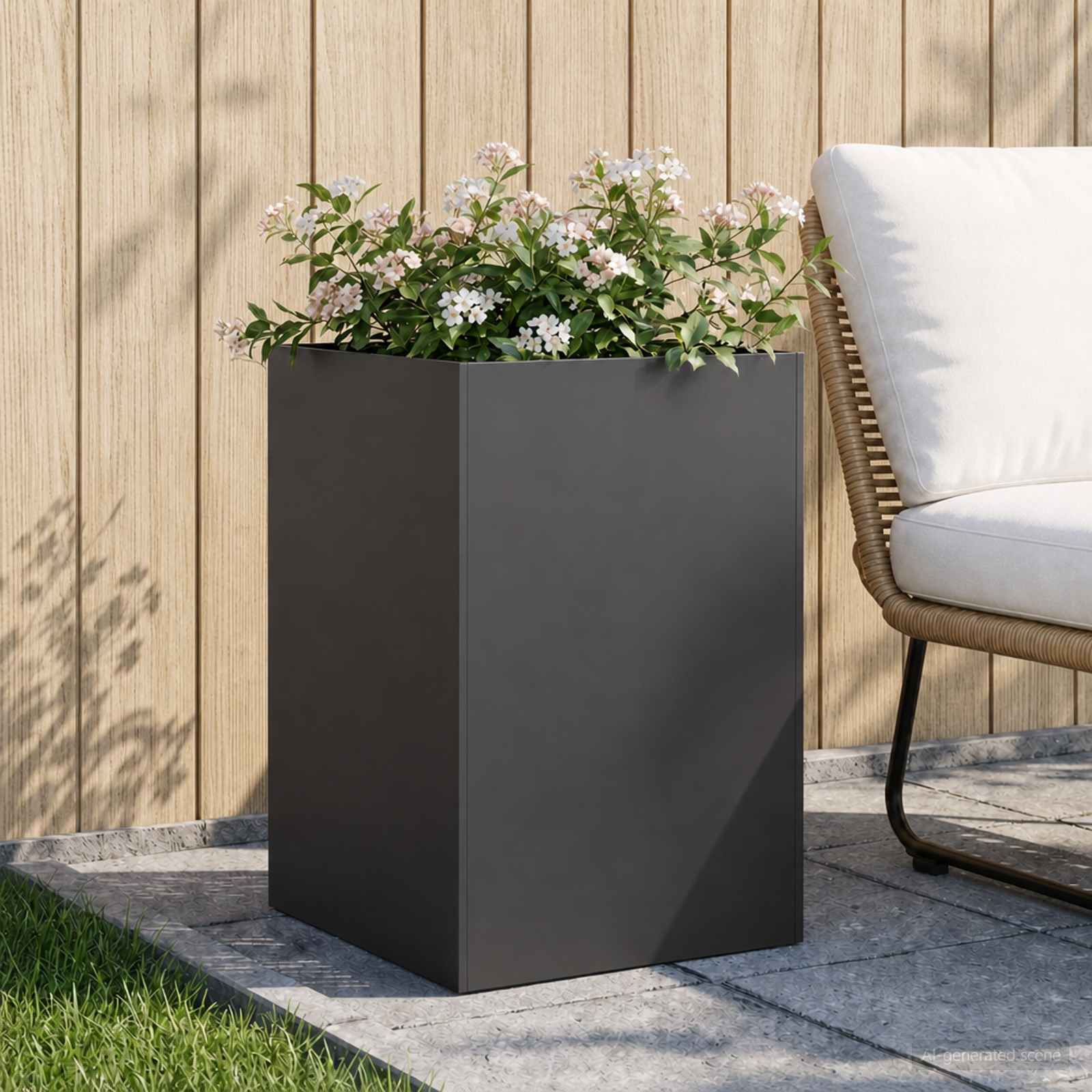 vidaXL Garden Planter Black 40 x 40 x 75 cm Cold-rolled Steel 1