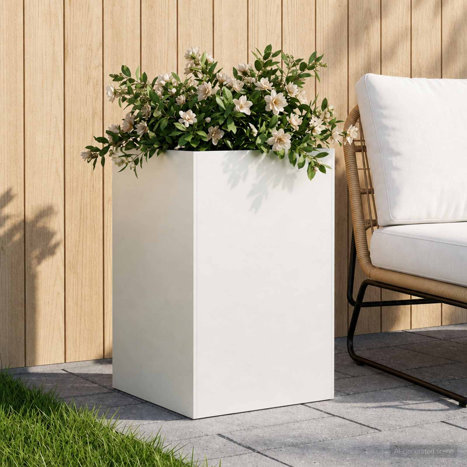 vidaXL Garden Planter White 40 x 40 x 75 cm Cold-rolled Steel 1