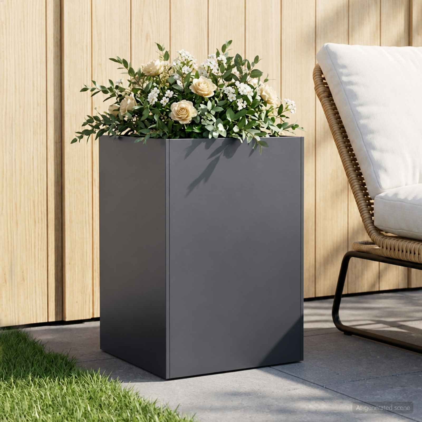 vidaXL Garden Planter Anthracite 40 x 40 x 75 cm Cold-rolled Steel 1