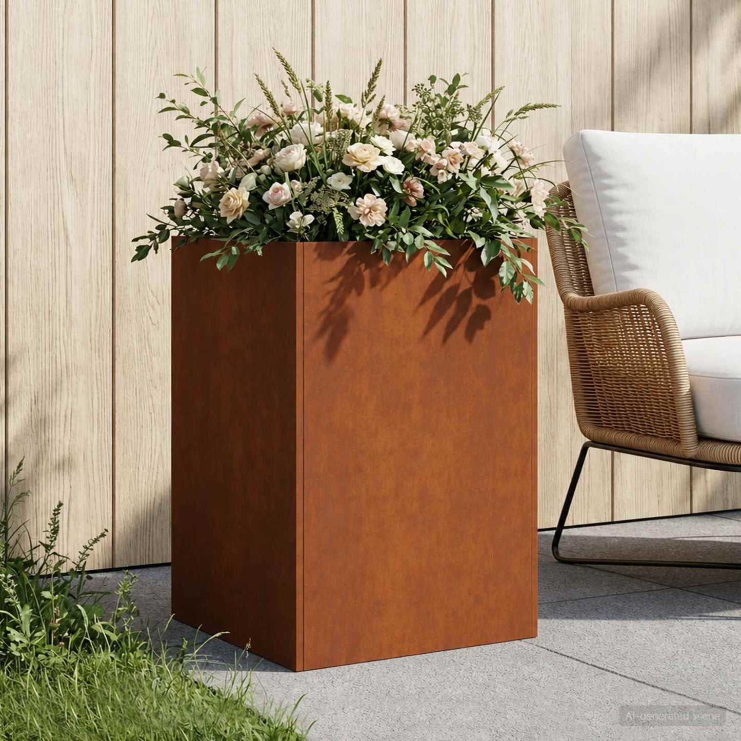 vidaXL Garden Planter Rusty 40 x 40 x 75 cm Weathering Steel 1
