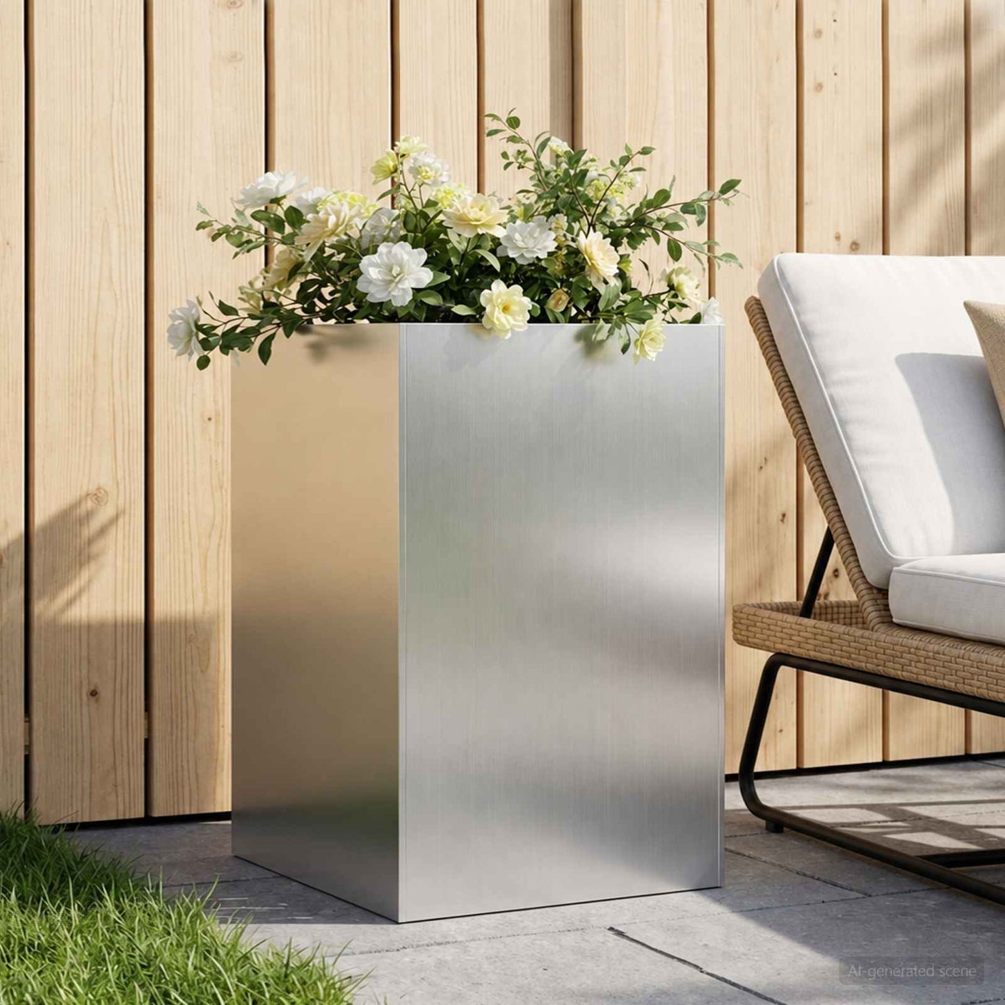 vidaXL Garden Planter Silver 50 x 50 x 75 cm Galvanised Steel 1