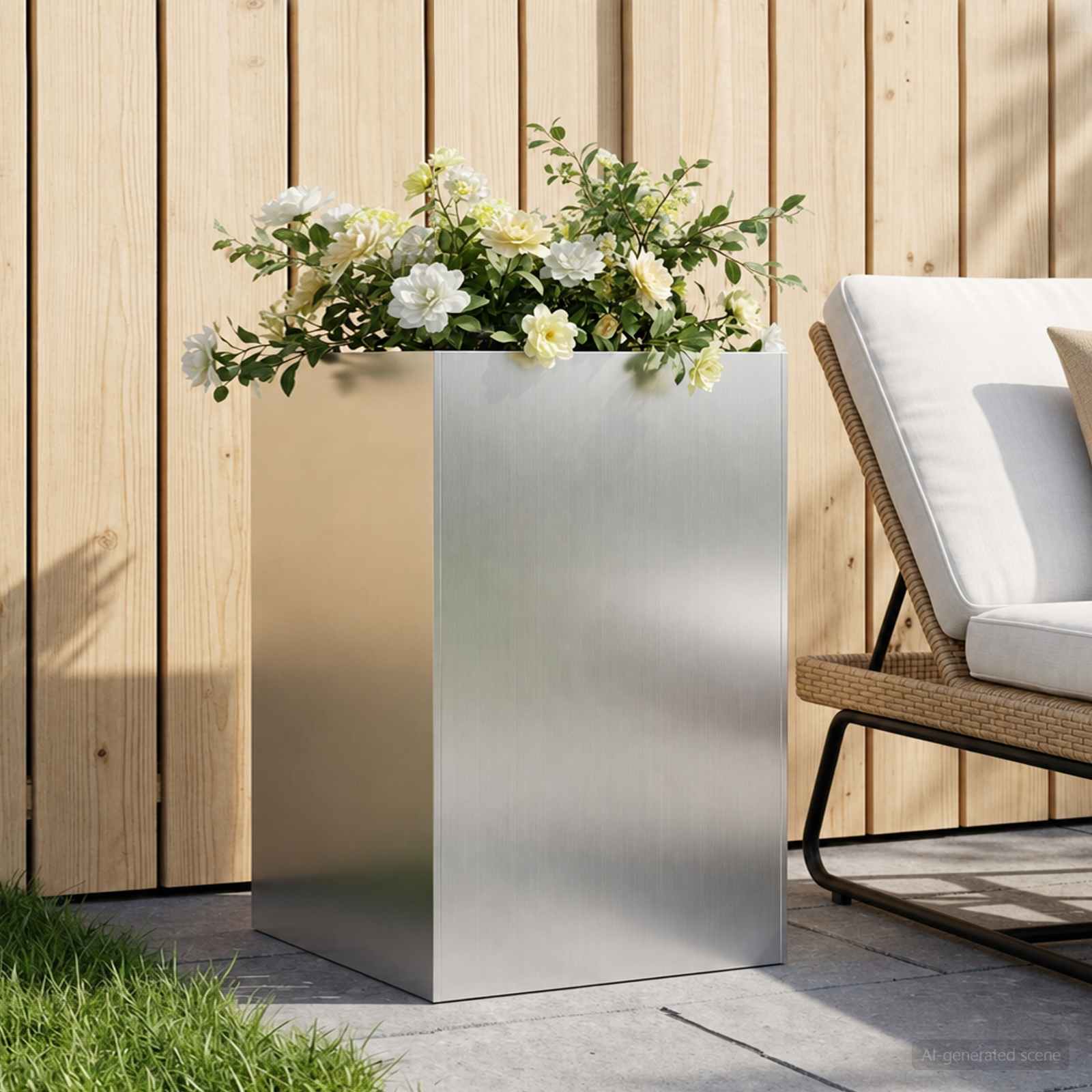 vidaXL Garden Planter Silver 50 x 50 x 75 cm Galvanised Steel 1