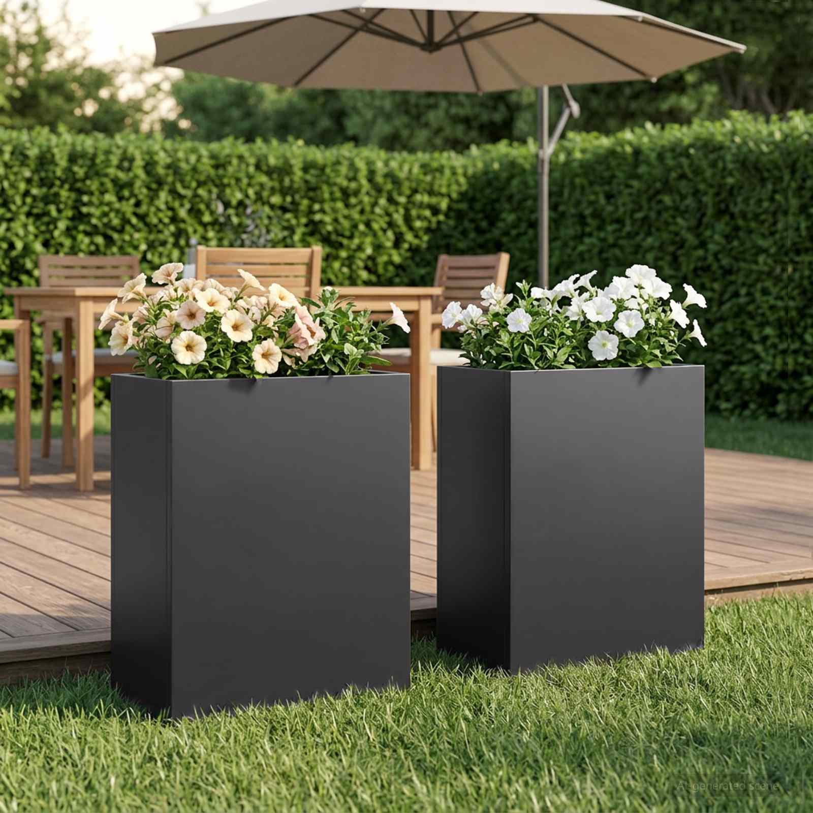 vidaXL Garden Planter 2 pcs Black 40 x 20 x 50 cm Cold-rolled Steel 1
