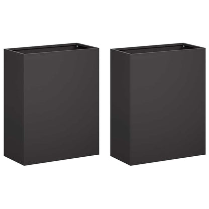 vidaXL Garden Planter 2 pcs Black 40 x 20 x 50 cm Cold-rolled Steel 2