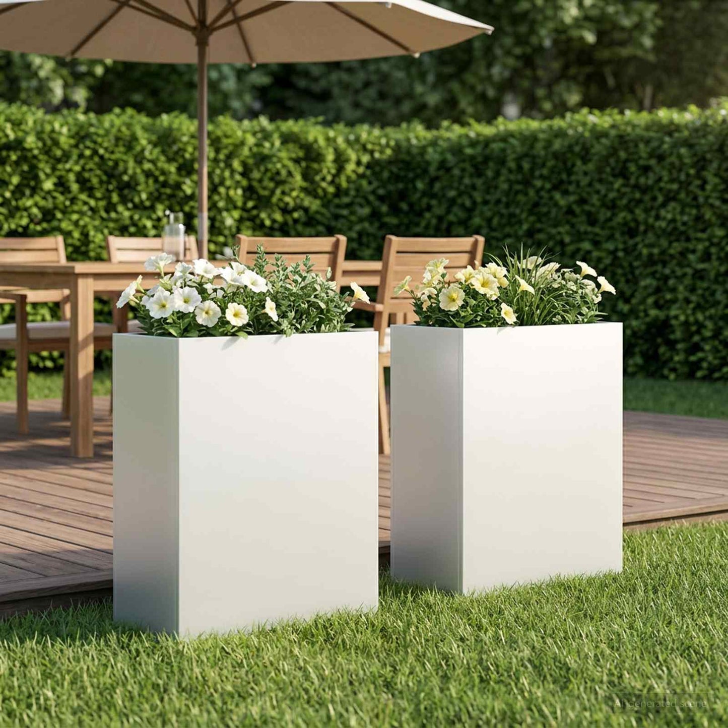 vidaXL Garden Planter 2 pcs White 40 x 20 x 50 cm Cold-rolled Steel 1