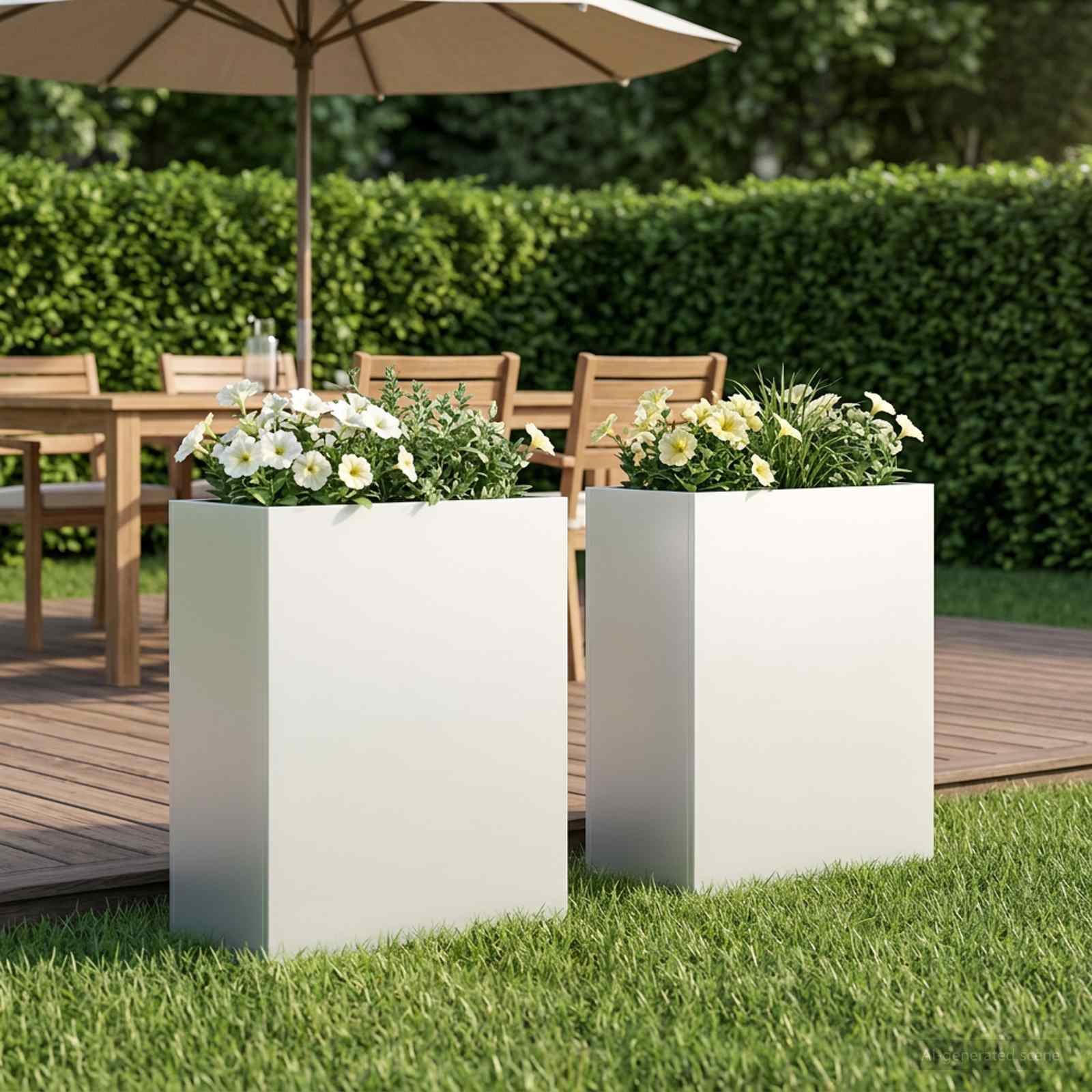 vidaXL Garden Planter 2 pcs White 40 x 20 x 50 cm Cold-rolled Steel 1