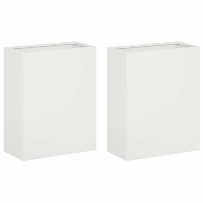 vidaXL Garden Planter 2 pcs White 40 x 20 x 50 cm Cold-rolled Steel 2