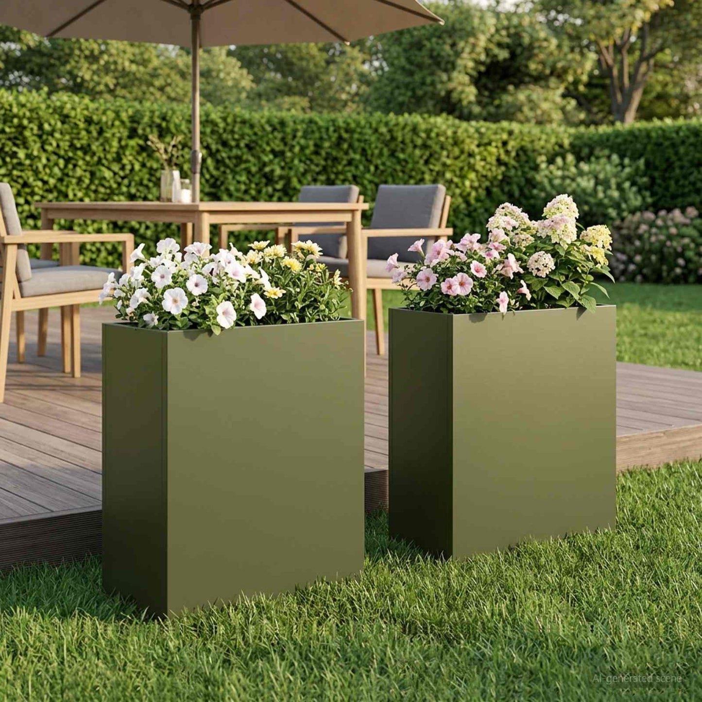 vidaXL Garden Planter 2 pcs Olive Green 40 x 20 x 50 cm 1