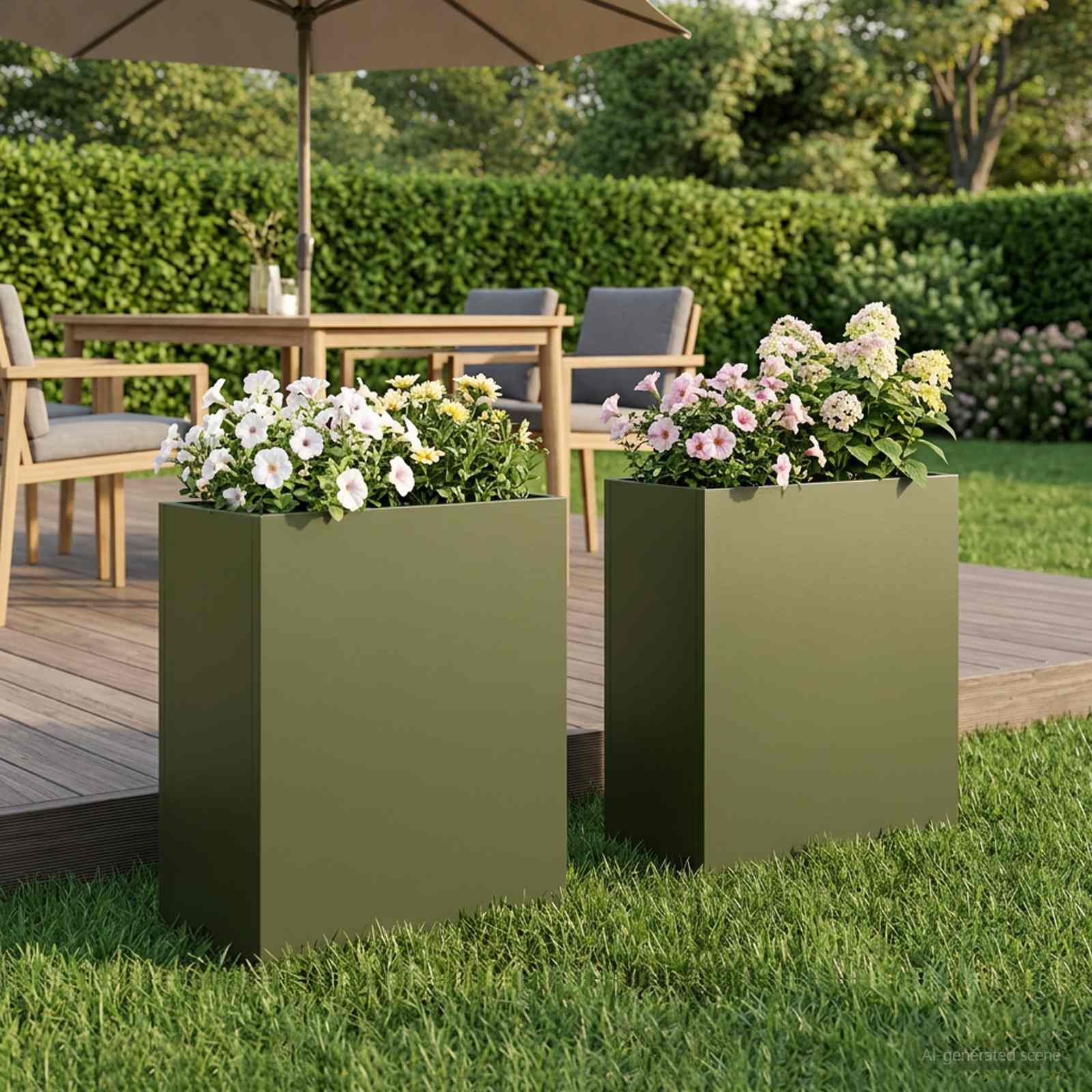 vidaXL Garden Planter 2 pcs Olive Green 40 x 20 x 50 cm 1