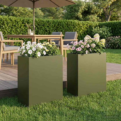 vidaXL Garden Planter 2 pcs Olive Green 40 x 20 x 50 cm 1