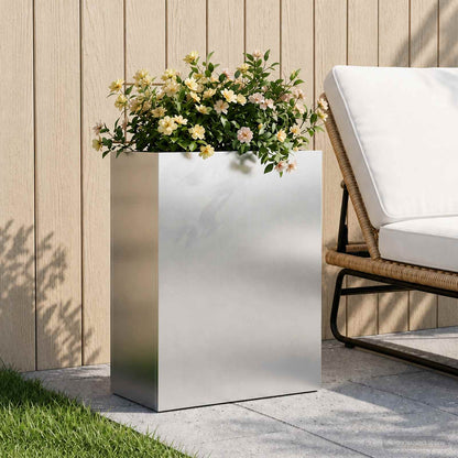vidaXL Garden Planter Silver 40 x 20 x 50 cm Stainless Steel 1