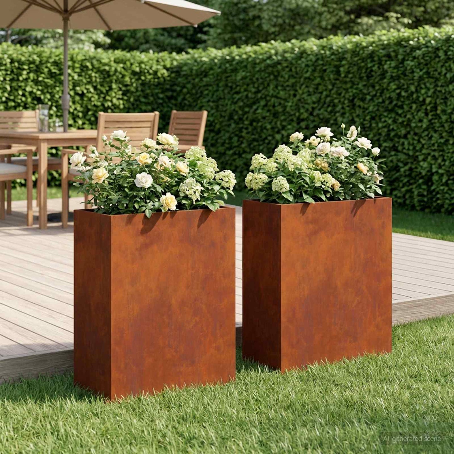 vidaXL Garden Planter 2 pcs Rusty 40 x 20 x 50 cm Weathering Steel 1