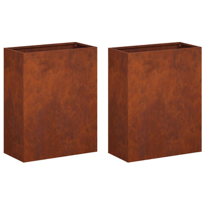 vidaXL Garden Planter 2 pcs Rusty 40 x 20 x 50 cm Weathering Steel 2