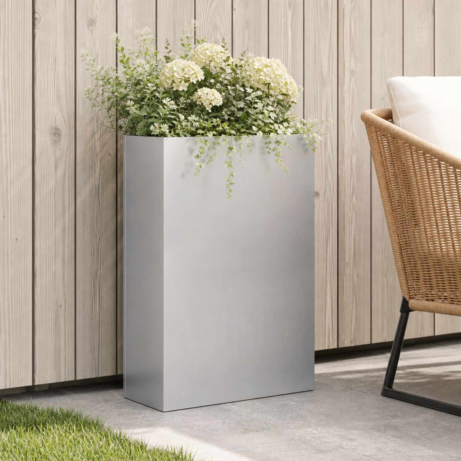vidaXL Garden Planter Silver 40 x 20 x 75 cm Galvanised Steel 1
