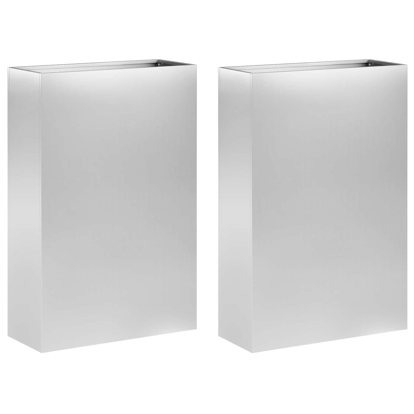 vidaXL Garden Planter 2 pcs Silver 40 x 20 x 75 cm Galvanised Steel 2