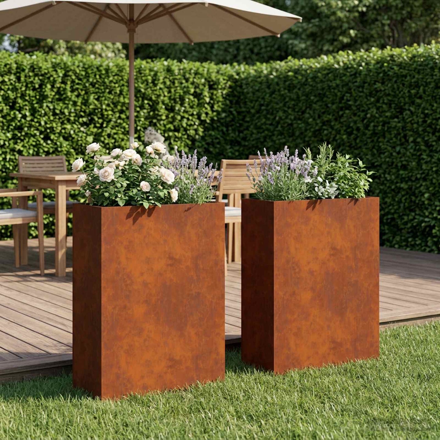 vidaXL Garden Planter 2 pcs Rusty 40 x 20 x 75 cm Weathering Steel 1