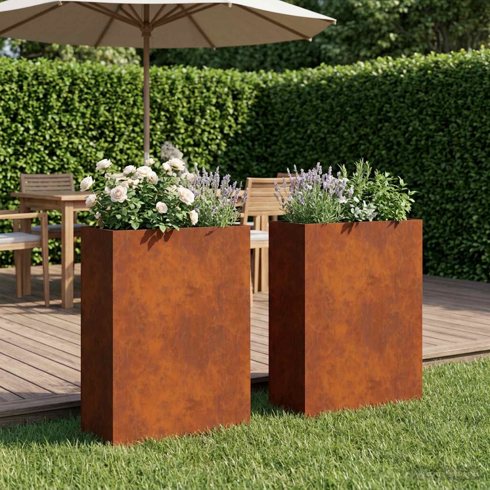 vidaXL Garden Planter 2 pcs Rusty 40 x 20 x 75 cm Weathering Steel 1