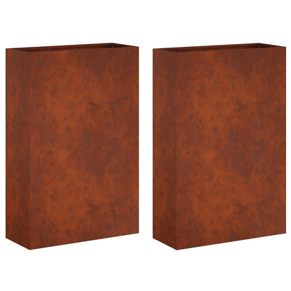 vidaXL Garden Planter 2 pcs Rusty 40 x 20 x 75 cm Weathering Steel 2