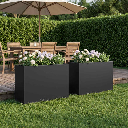 vidaXL Garden Planter 2 pcs Black 50 x 20 x 40 cm Cold-rolled Steel 1