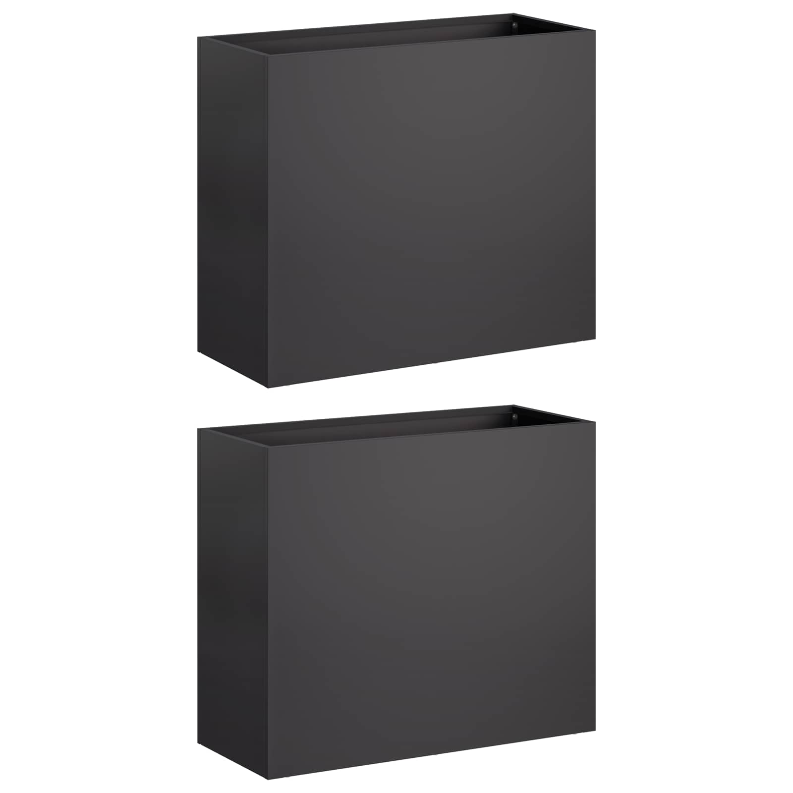 vidaXL Garden Planter 2 pcs Black 50 x 20 x 40 cm Cold-rolled Steel 2