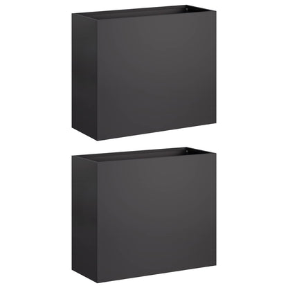 vidaXL Garden Planter 2 pcs Black 50 x 20 x 40 cm Cold-rolled Steel 2