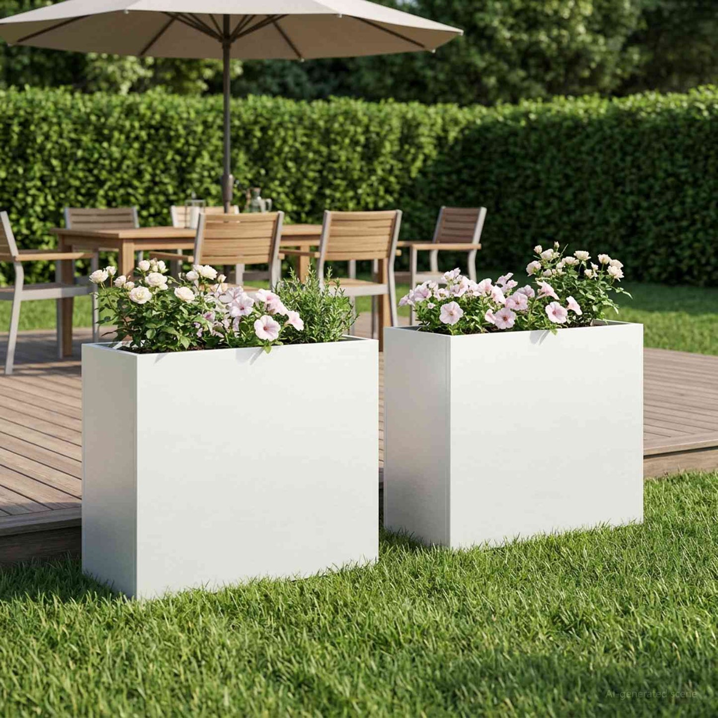 vidaXL Garden Planter 2 pcs White 50 x 20 x 40 cm Cold-rolled Steel 1