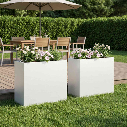 vidaXL Garden Planter 2 pcs White 50 x 20 x 40 cm Cold-rolled Steel 1