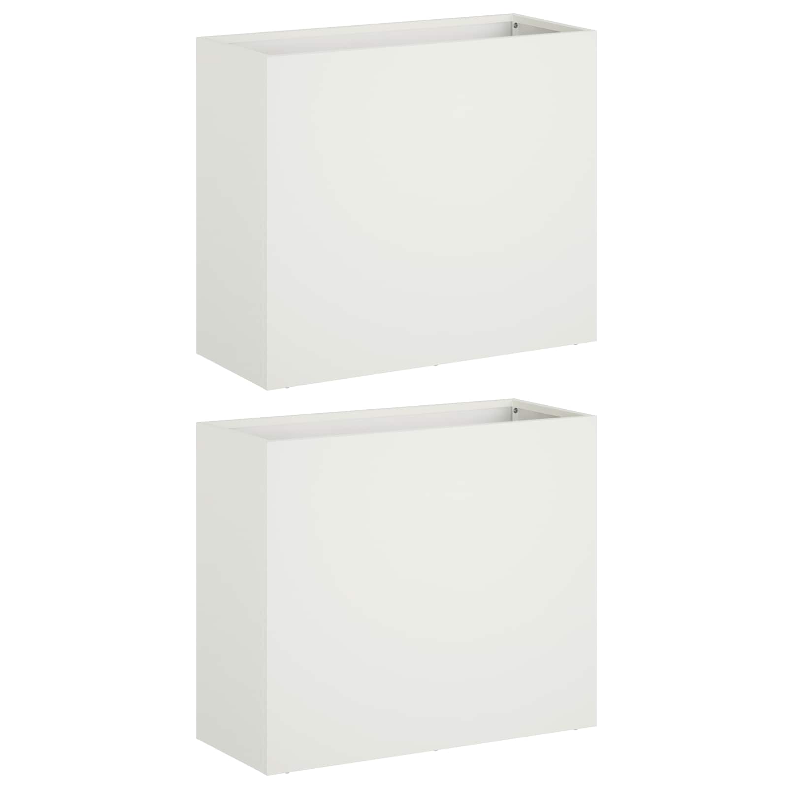 vidaXL Garden Planter 2 pcs White 50 x 20 x 40 cm Cold-rolled Steel 2