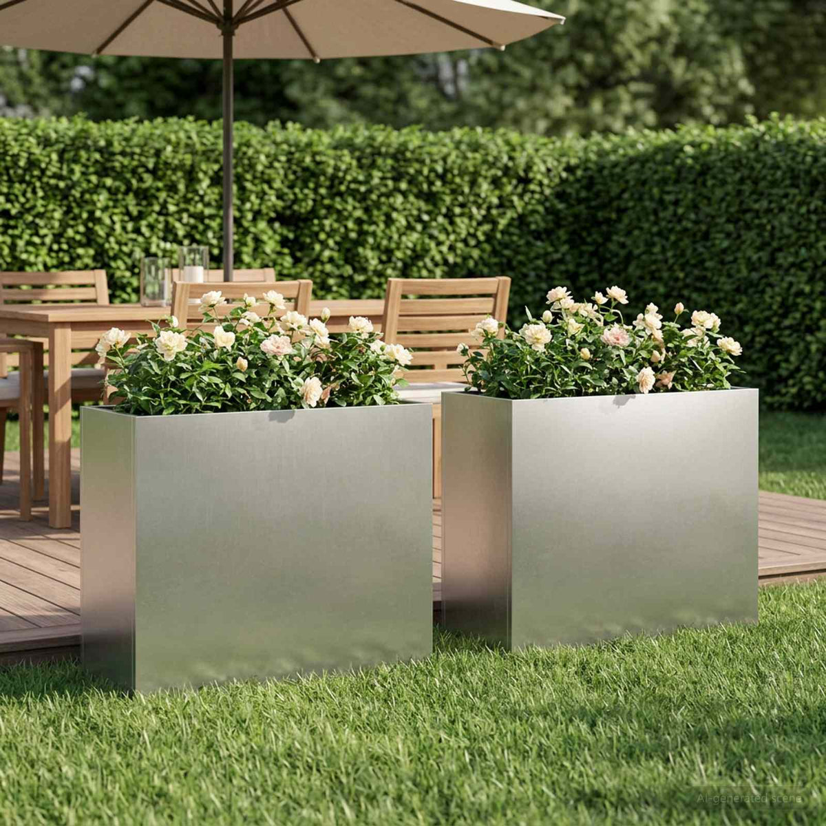 vidaXL Garden Planter Silver 2 pcs Stainless Steel Depth 20 cm