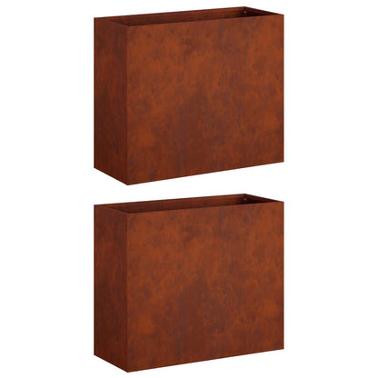 vidaXL Garden Planter 2 pcs Rusty 50 x 20 x 40 cm Weathering Steel 2