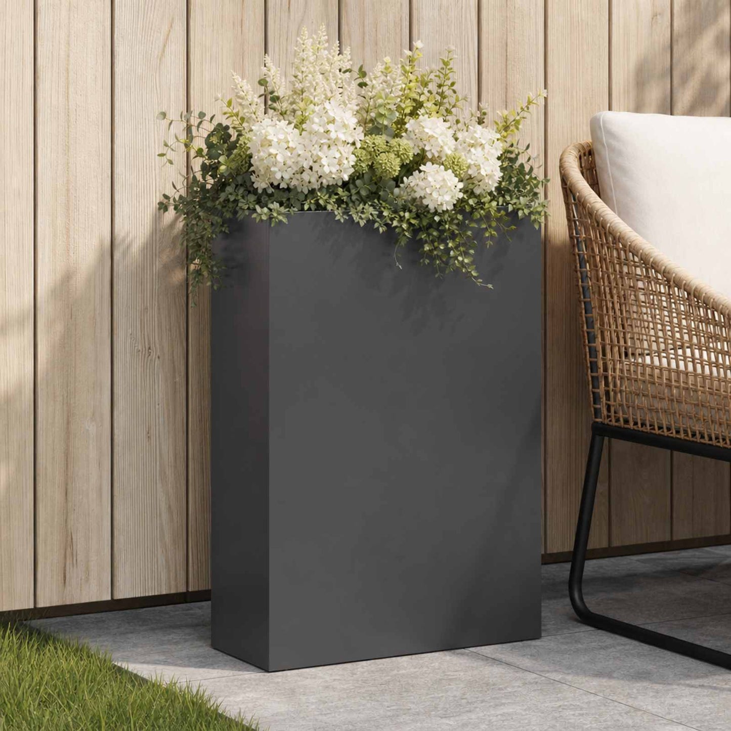 vidaXL Garden Planter Black 50 x 20 x 75 cm Cold-rolled Steel 1