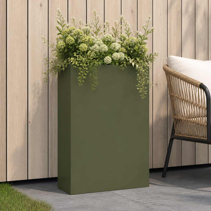 vidaXL Garden Planter Cold-rolled Steel Olive Green Height 75 cm
