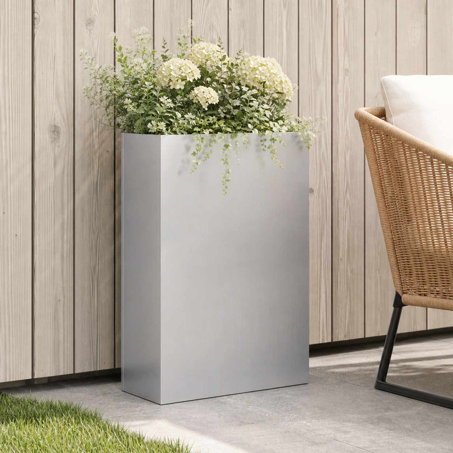 vidaXL Garden Planter Silver 50 x 20 x 75 cm Galvanised Steel 1