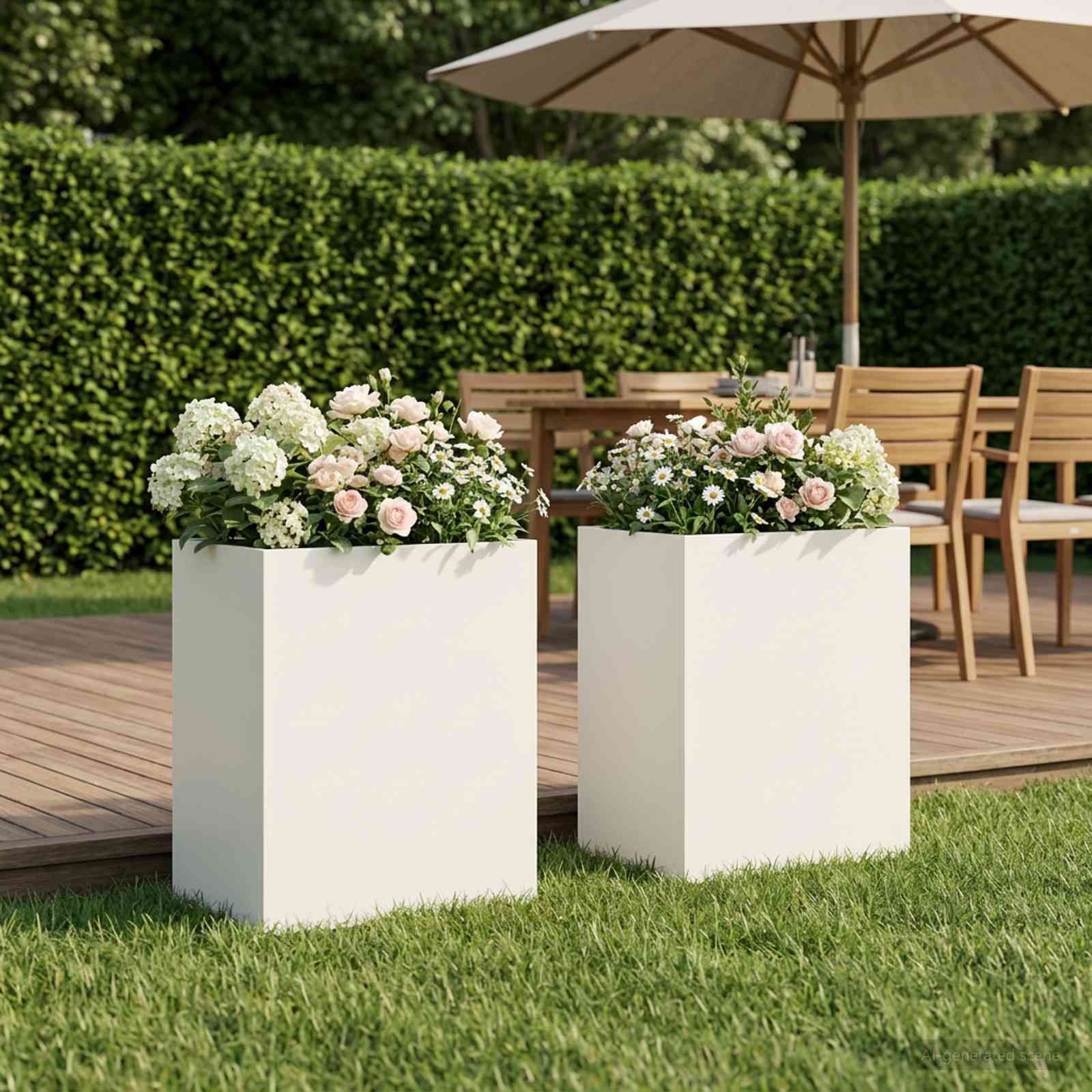 vidaXL Garden Planter 2 pcs White 40 x 30 x 40 cm Cold-rolled Steel 1