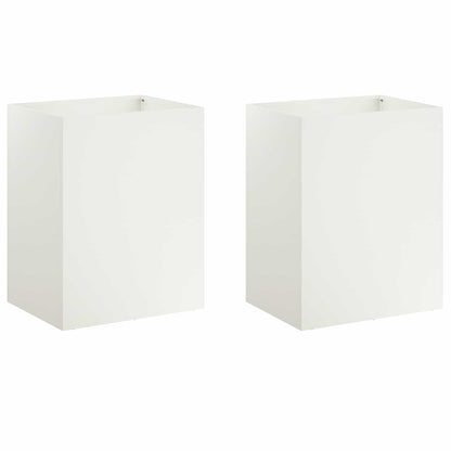 vidaXL Garden Planter 2 pcs White 40 x 30 x 40 cm Cold-rolled Steel 2