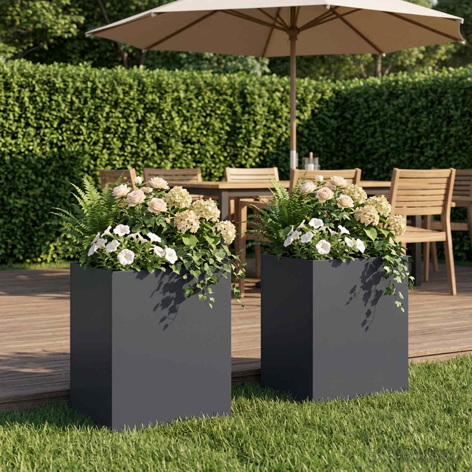 vidaXL Garden Planter 2 pcs Anthracite 40 x 30 x 40 cm 1