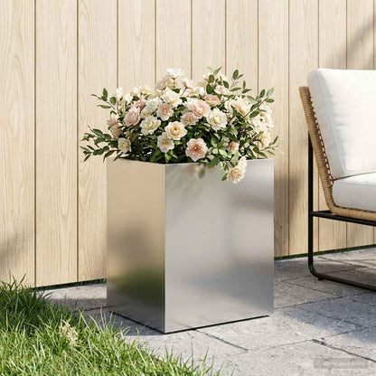 vidaXL Garden Planter Silver 40 x 30 x 40 cm Stainless Steel 1