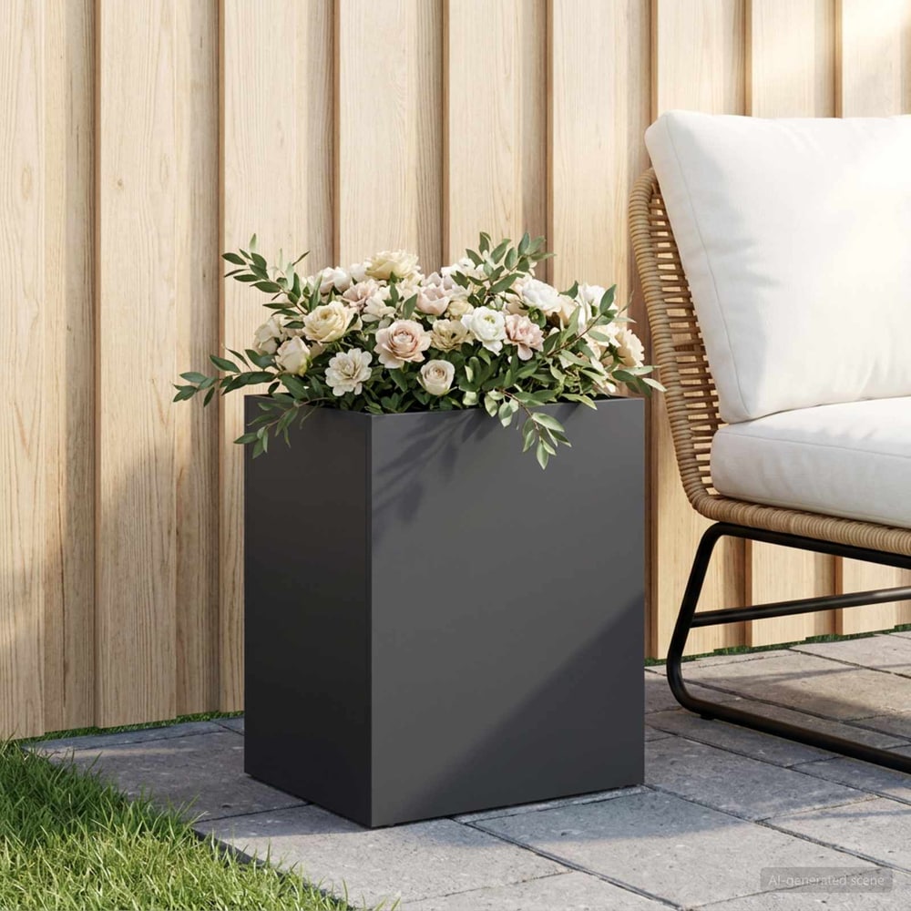 vidaXL Garden Planter Cold-rolled Steel Black Height 50 cm